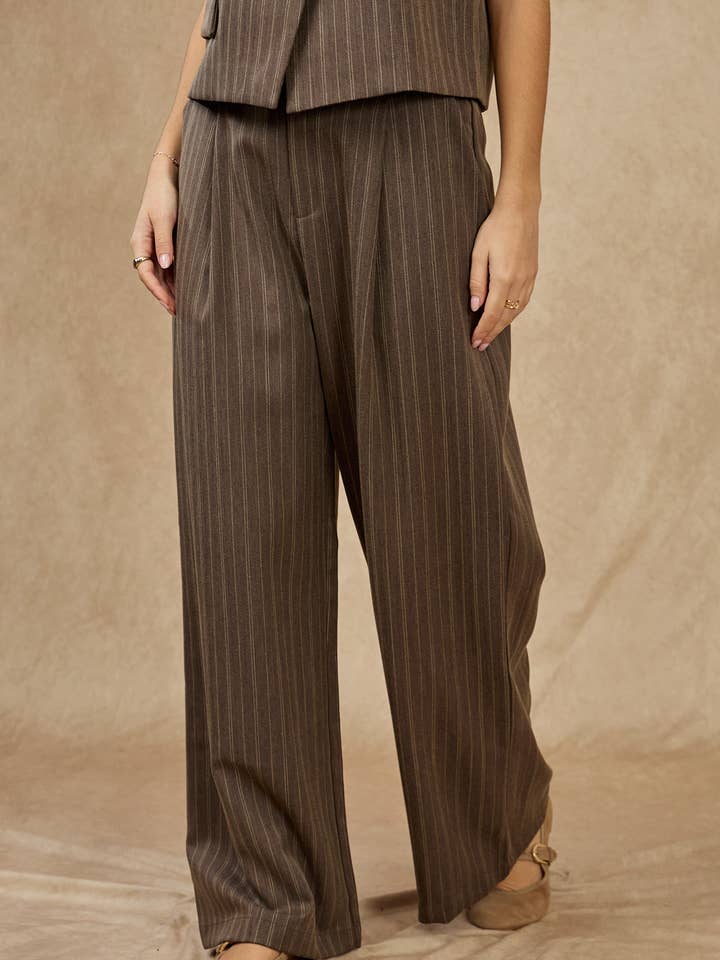 pantalon ancho traje a rayas finas